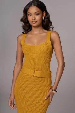 JLUXLABEL Yellow Moonrise Ribbed Maxi Dress