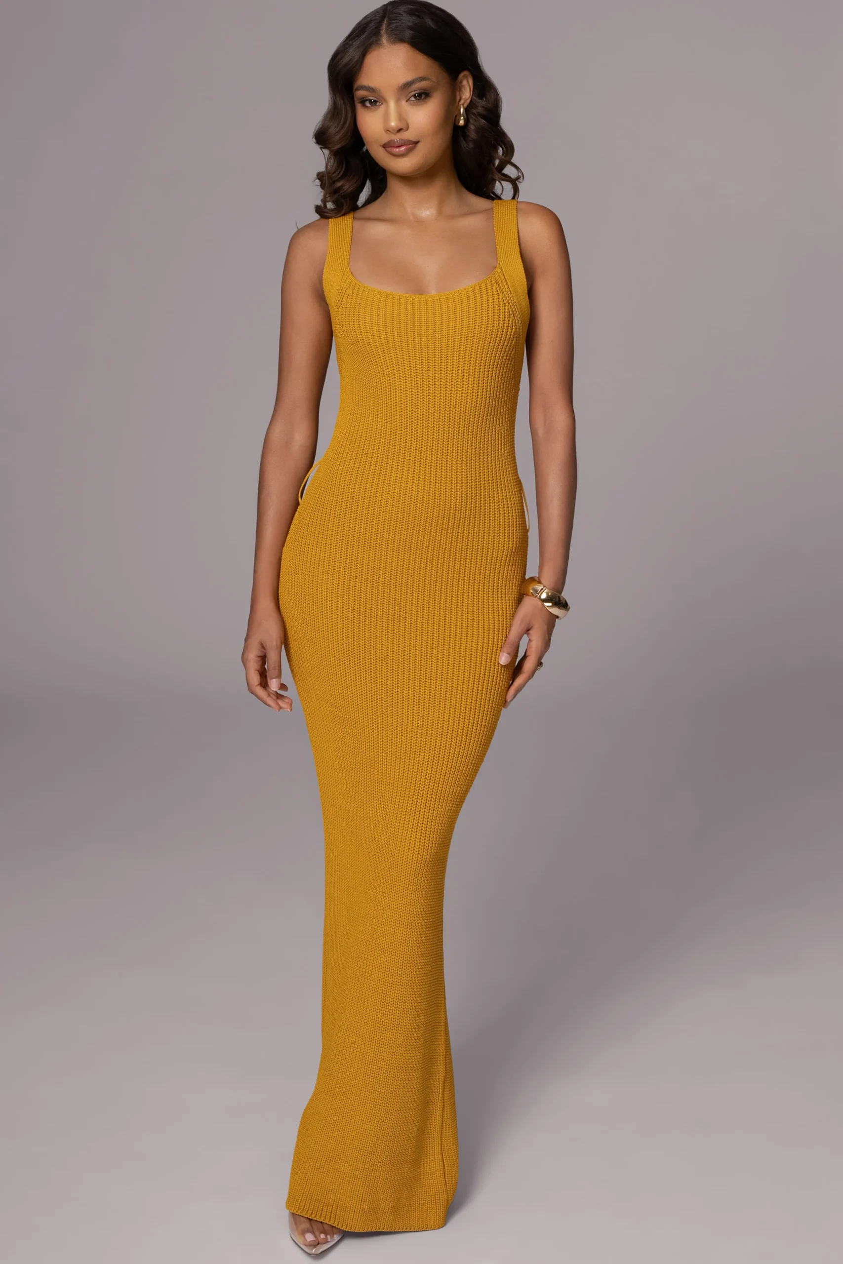 JLUXLABEL Yellow Moonrise Ribbed Maxi Dress