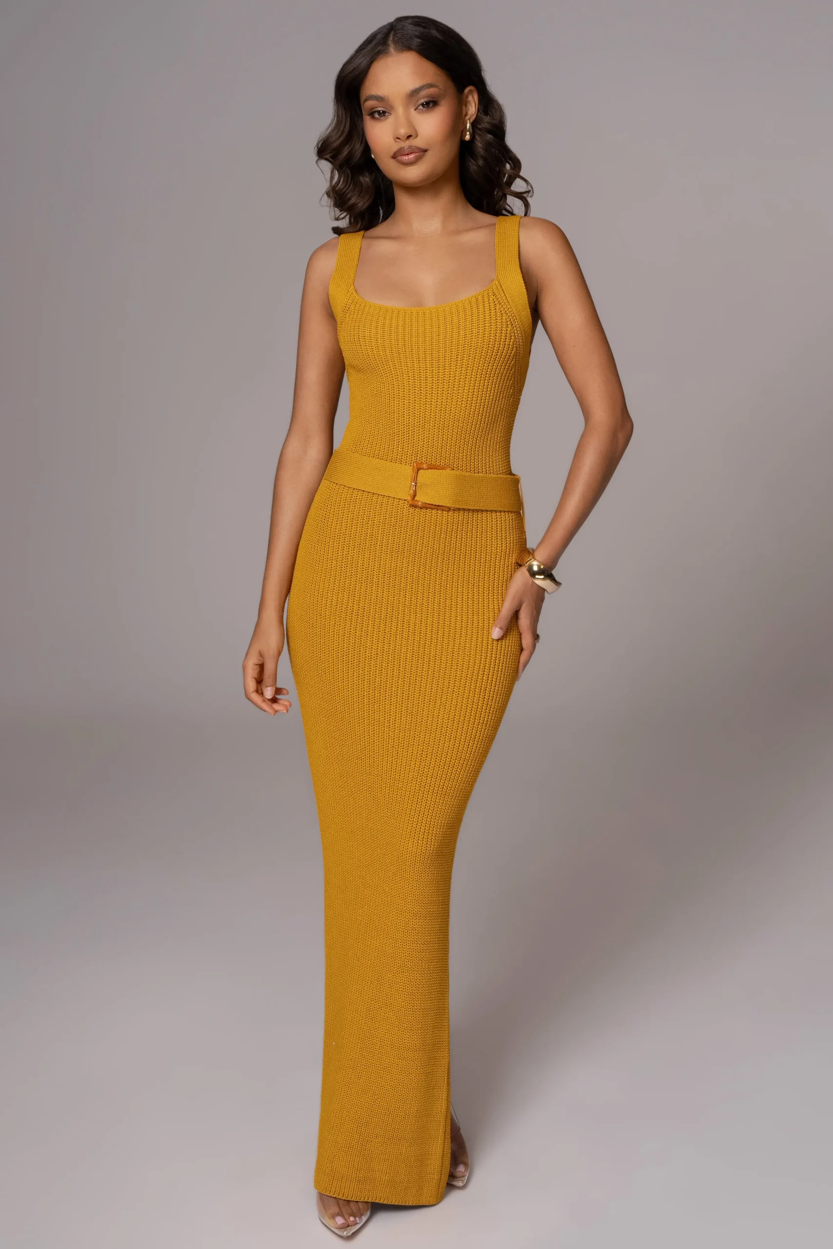 JLUXLABEL Yellow Moonrise Ribbed Maxi Dress