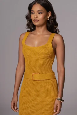 JLUXLABEL Yellow Moonrise Ribbed Maxi Dress