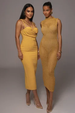 JLUXLABEL Yellow Pacific Tides Crochet Maxi Dress