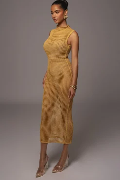 JLUXLABEL Yellow Pacific Tides Crochet Maxi Dress