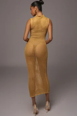 JLUXLABEL Yellow Pacific Tides Crochet Maxi Dress