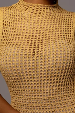 JLUXLABEL Yellow Pacific Tides Crochet Maxi Dress