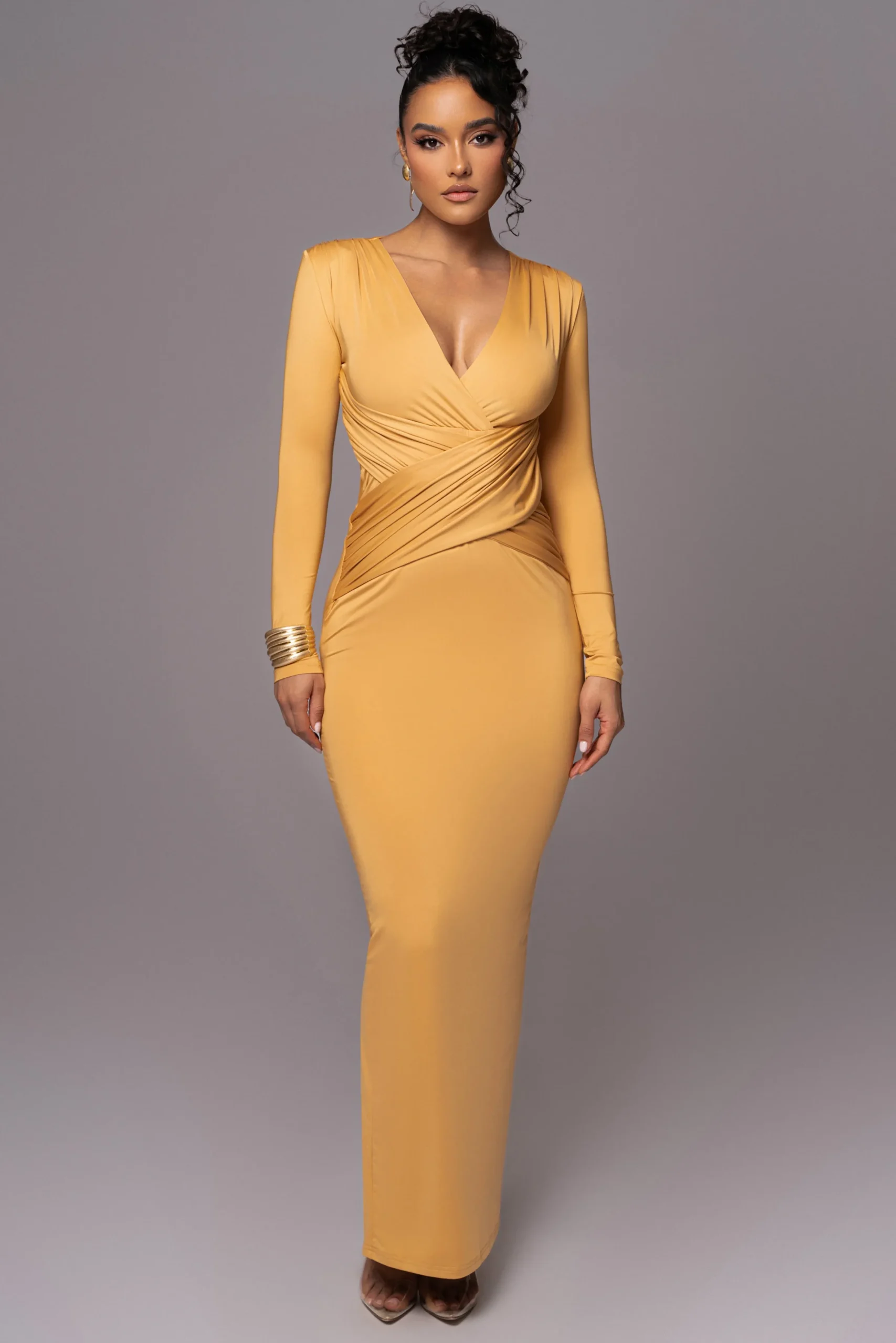JLUXLABEL Yellow Rowan Plunge Maxi Dress