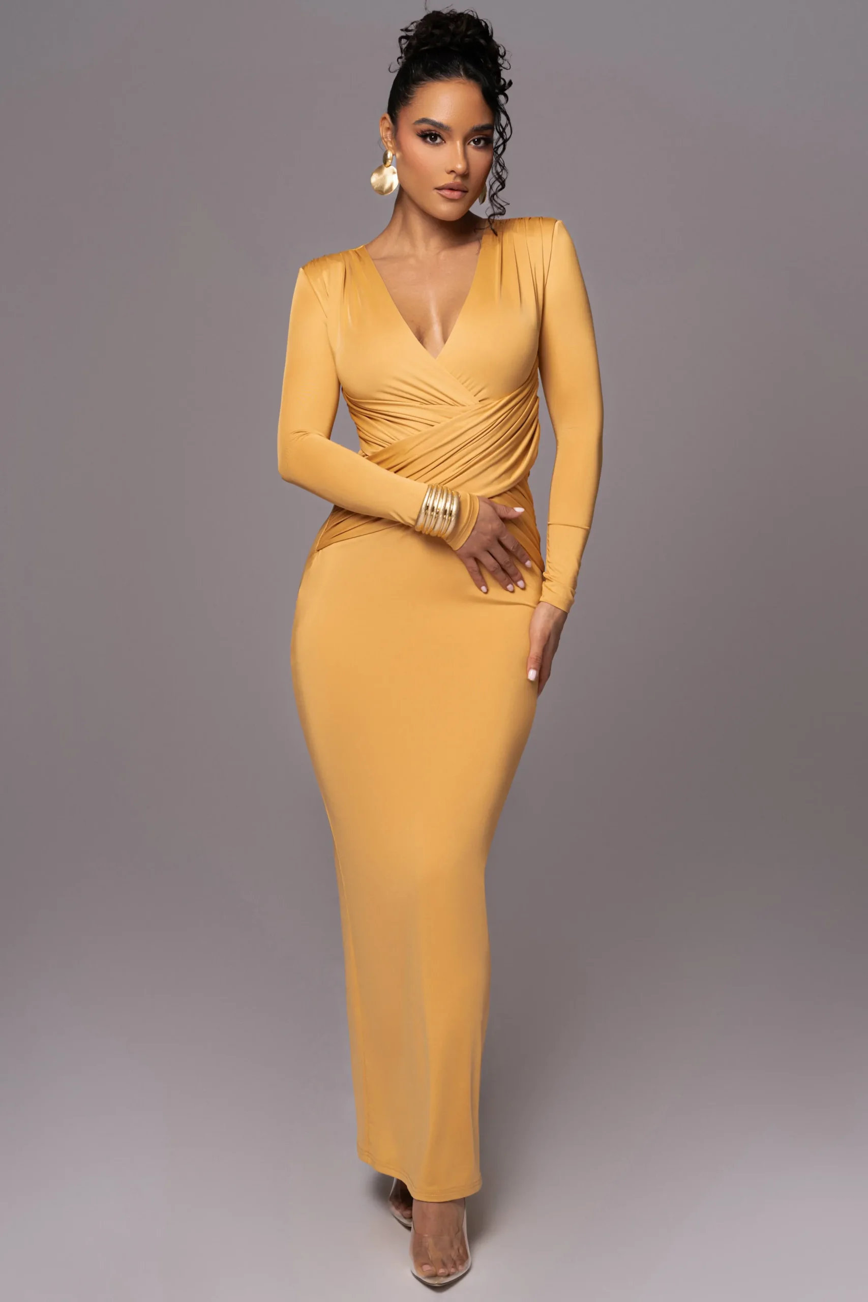 JLUXLABEL Yellow Rowan Plunge Maxi Dress