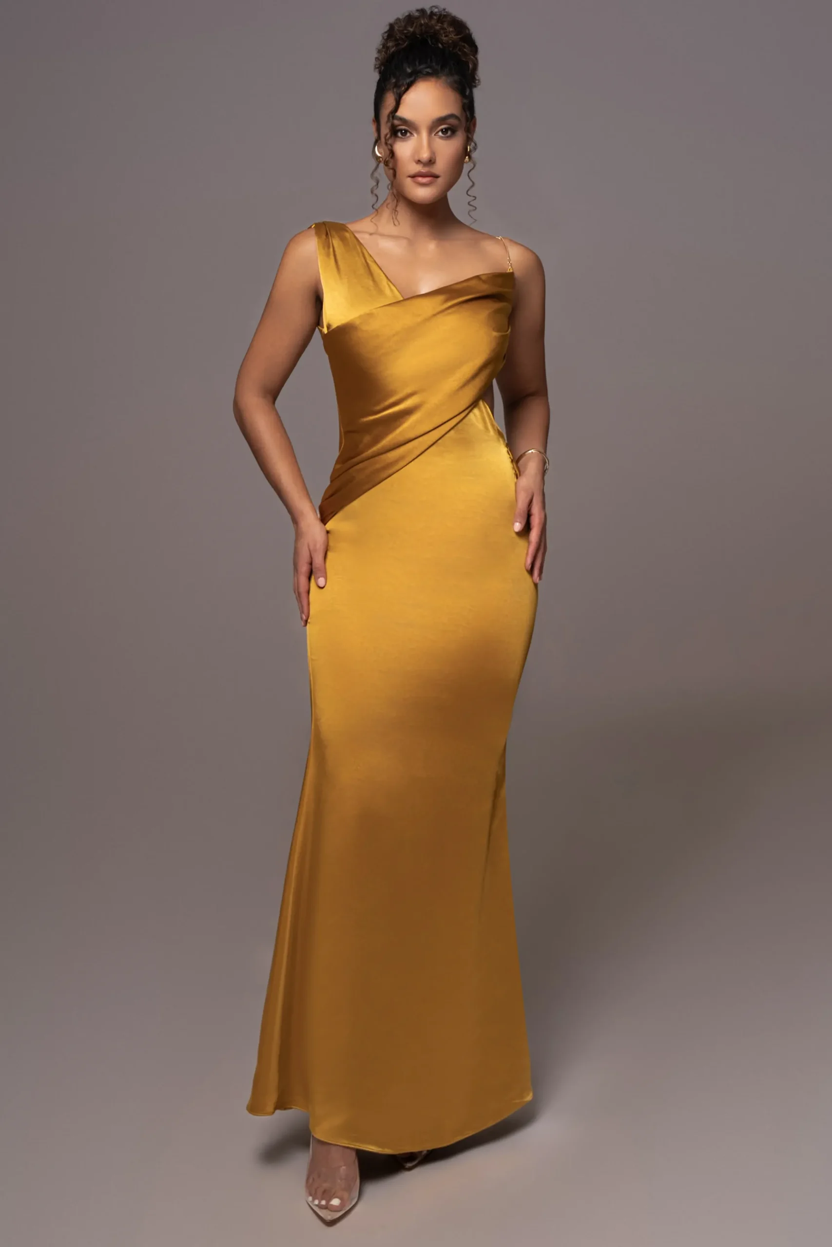 JLUXLABEL Yellow Satin Belle Maxi Dress