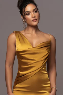 JLUXLABEL Yellow Satin Belle Maxi Dress
