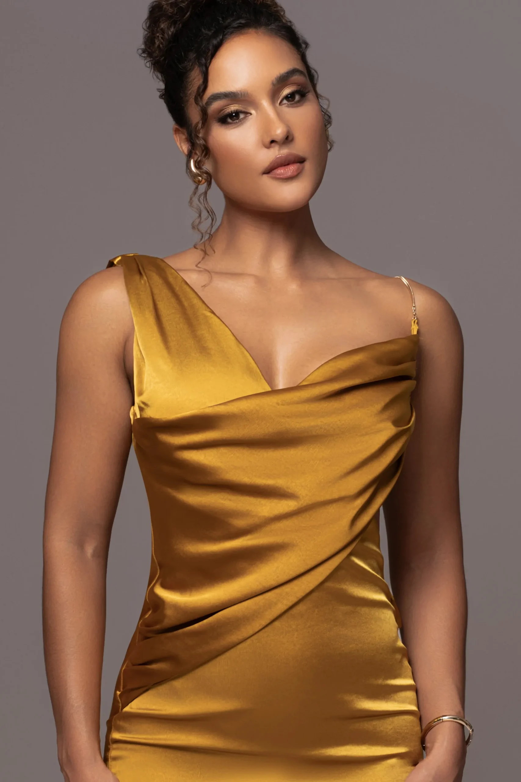 JLUXLABEL Yellow Satin Belle Maxi Dress