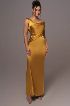 JLUXLABEL Yellow Satin Belle Maxi Dress
