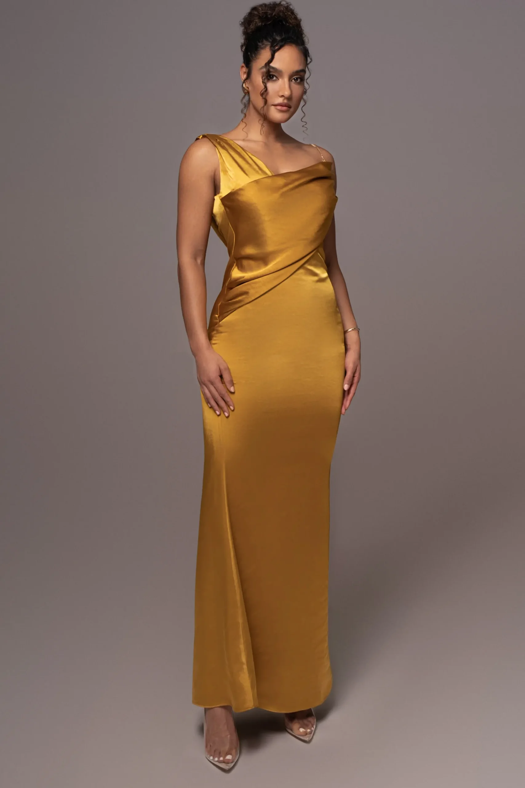 JLUXLABEL Yellow Satin Belle Maxi Dress