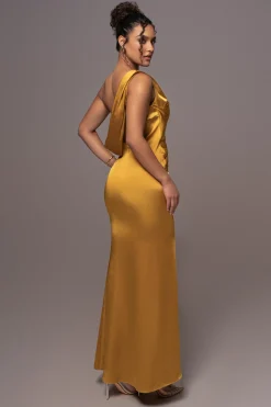 JLUXLABEL Yellow Satin Belle Maxi Dress