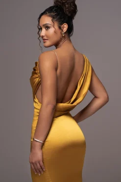JLUXLABEL Yellow Satin Belle Maxi Dress