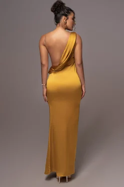 JLUXLABEL Yellow Satin Belle Maxi Dress