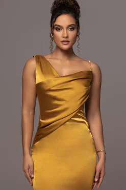 JLUXLABEL Yellow Satin Belle Maxi Dress
