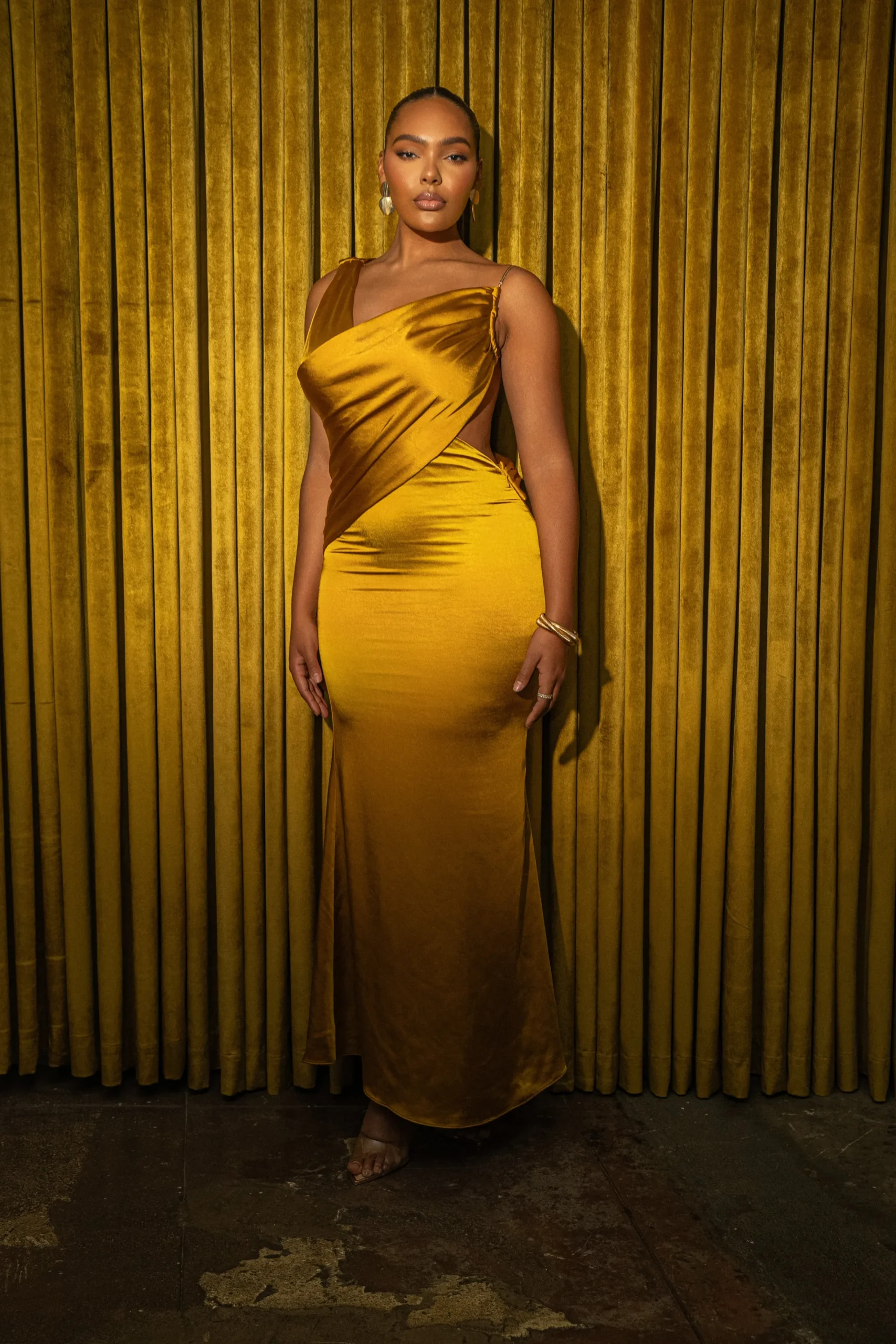 JLUXLABEL Yellow Satin Belle Maxi Dress