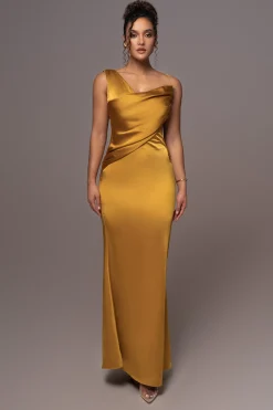 JLUXLABEL Yellow Satin Belle Maxi Dress