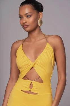JLUXLABEL Yellow Secret Bloom Maxi Dress