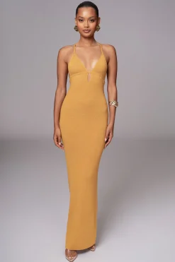 JLUXLABEL Yellow Sun Rays Knit Maxi Dress