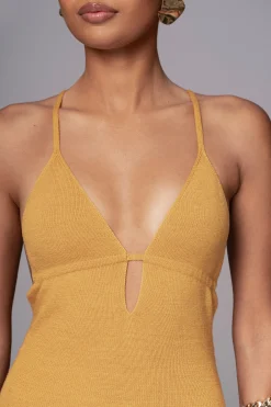 JLUXLABEL Yellow Sun Rays Knit Maxi Dress