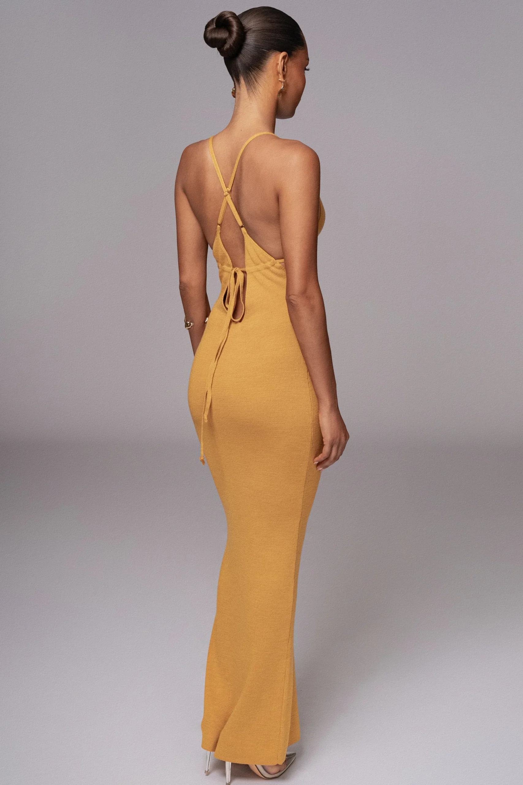 JLUXLABEL Yellow Sun Rays Knit Maxi Dress