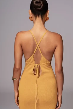 JLUXLABEL Yellow Sun Rays Knit Maxi Dress