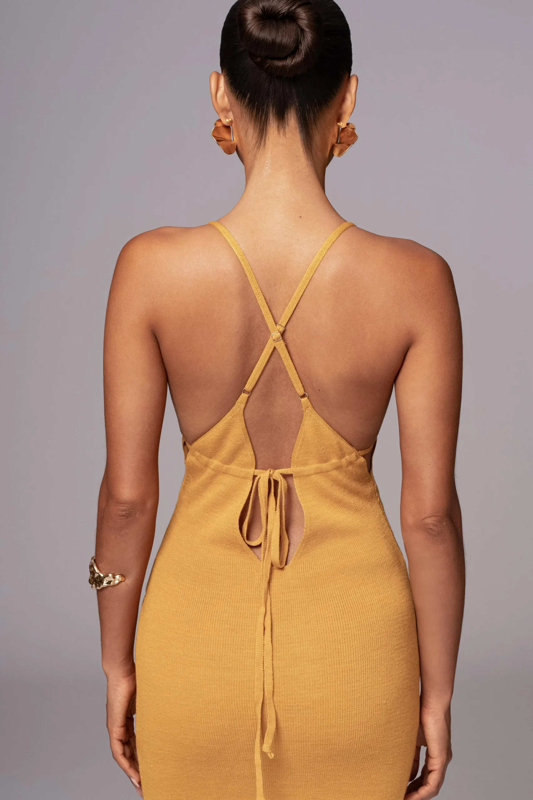 JLUXLABEL Yellow Sun Rays Knit Maxi Dress