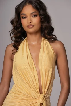 JLUXLABEL Yellow Under The Moonlight Drape Dress